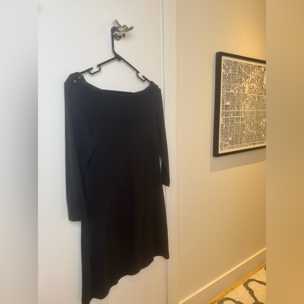 Tory Burch Black Knit Logo Dress: Elegance Meets Cozy Comfort (Size M)